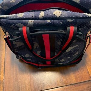 Tennis Bag Neoprene Green Camo Red/Black Stripes